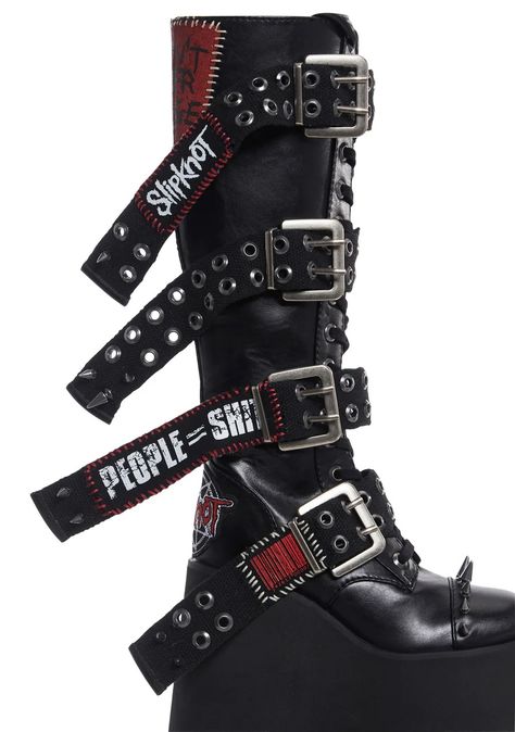 Platform Shoes: Shop Boots, Heels, Sandals, Sneakers, & More – Dolls Kill Apocalypse Photography, Slipknot Band, Dolls Kill Shoes, Badass Outfit, Band Patches, Trendy Womens Shoes, Shop Boots, Black Platform Boots, Boots Heels