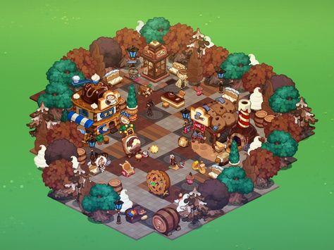 Cookie run kingdom biuld idea / Almond cookie decor place Cookie Run Kingdom Ideas, Cookie Run Kingdom City Idea, Crk Builds, Pinecone Cookies, Crk Designs, Cookie Run Kingdom Layout, Crk Ideas, Crk Layout, Kingdom Layout