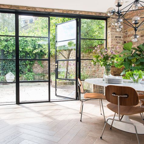 Crittall windows – everything you need to know about black steel frames Crittall Windows, Crittal Doors, Crittal Windows, Steel Doors And Windows, Metal Windows, French Doors Exterior, House Extension Design, Steel Windows, Casa Patio