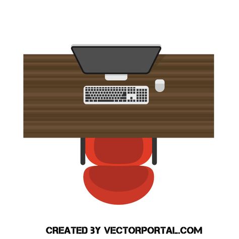 Workplace top view vector image Study Table Top View, Dressing Table Top View, Assignment Template, Architecture Sketching, Eames Table, Photoshop Render, Photoshop Rendering, Table Top View, One Point Perspective