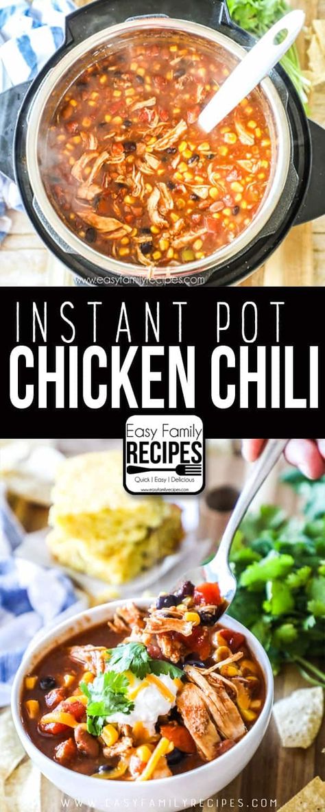 Instant Pot Chicken Chili, Chili Easy, Best Pressure Cooker Recipes, Easy Family Recipes, Instant Pot Soup Recipes, Pressure Cooker Chicken, Chilli Recipes, Chicken Chili Recipe, Instant Pot Soup