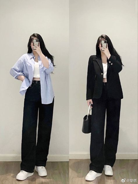 Outfit Celana Hitam, Outfit Kulot Hitam, Korean Daily Outfit, Black Trousers Outfit Casual, Outfit Celana Kulot, Kulot Outfit, Outfit Kulot, Black Slacks Outfit, Outfit Celana