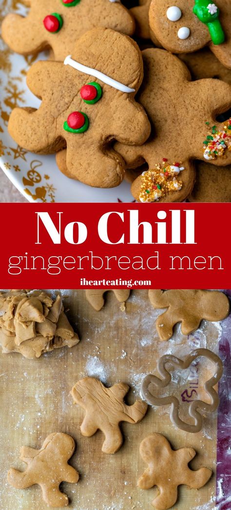 Gingerbread Men Cookies Recipe, No Chill Gingerbread Cookie Recipe, No Chill Gingerbread Cookies, No Chill No Spread Gingerbread Cookies, Easy No Chill Sugar Cookie Recipe, Gingerbread Cookies No Chill, Chewy Gingerbread Men, Gingerbread Men Recipe, Gingerbread Man Cookie Recipe