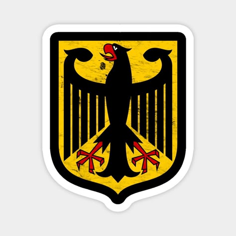 German Eagle || Vintage Distressed Style -- Choose from our vast selection of magnets to match with your desired size to make the perfect custom magnet. Pick your favorite: Movies, TV Shows, Art, and so much more! Available in two sizes. Perfect to decorate your fridge, locker, or any magnetic surface with. German Eagle Logo, German Eagle Tattoo, German Symbols, German Eagle, Team Builders, 1 Symbol, Vw Aircooled, Dark Art Tattoo, Eagle Logo