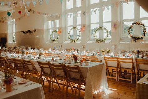 Marquee Wedding Decoration, Hall Wedding Reception, Village Hall Wedding, Wedding Hall Decorations, Colourful Wedding, Beautiful Wedding Photography, Pastel Decor, Wedding Venue Decorations, Planning Inspiration