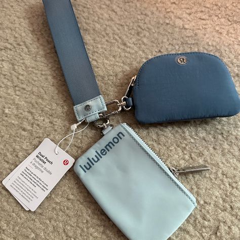 Brand New Lululemon Dual Pouchet Colour Powder Blue/Utility Blue Ready To Go With The Flick Of A Wrist. This Wristlet Comes With Two Zippered Pouches To Keep Small Items In Place While You're On The Move. Designed For On The Move Measurements Pouch Dimensions: 11.5cm X 0.5cm X 7cm (4.5" X 0.2" X 2.8") Cute Small Keychains, Lululemon Keychain Ideas, Lululemon Wristlet, Car Accessories Blue, Lululemon Keychain, Lululemon Fits, Blue Car Accessories, Vinyl Art Paint, Summer Car