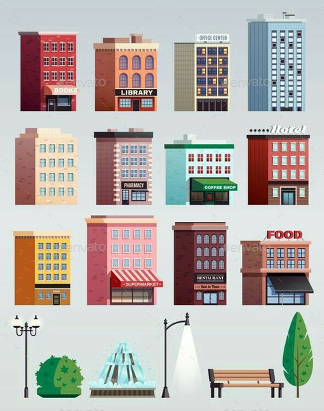 Suburban House, Building Illustration, City Block, Paper City, House Illustration, City Street, New York Street, City Buildings, Best Places To Travel