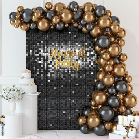 PRICES MAY VARY. 𝐌𝐔𝐋𝐓𝐈𝐏𝐔𝐑𝐏𝐏𝐎𝐒𝐄 𝐁𝐀𝐂𝐊𝐃𝐑𝐎𝐏: Whether you’re in search of perfect Halloween decorations for indoor, outdoor or simply wanting to add some glamour to your home, this silver shimmer wall panel backdrop is perfect for you. 𝐄𝐀𝐒𝐘-𝐓𝐎-𝐈𝐍𝐒𝐓𝐀𝐋𝐋: Our Shimmer sequin wall panel backdrop is super easy to set-up and offers hassle-free experience. Each panel comes pre-assembled, all you have to do is to configure your shape and simply mount it wherever you wish. Ass Gala Photo Backdrop, Black And Gold Themed Party, Boujee Birthday Party, Disco Party Backdrop, Balloon Photo Backdrop, Bachelorette Party Black, Shimmer Backdrop, Gala Decor, Panel Backdrop