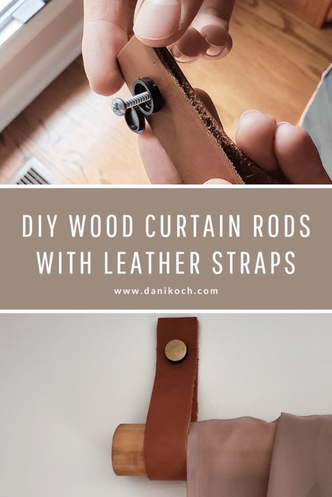 Curtains With Leather Straps, Leather Curtain Straps, Leather Strap Curtain Rod Holder, Diy Leather Curtain Rod Holder, Dowel Curtain Rod Diy, Wooden Dowel Curtain Rod Diy, Dowel Rod Curtain Rods, Wood Dowel Curtain Rod, Pvc Curtain Rod Diy