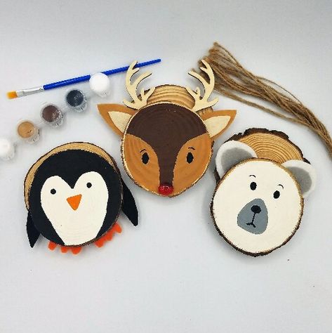 Ink and Trinket Kids DIY Christmas Ornament Craft Kit, Natural Wood Painting Set | Michaels® Christmas Ornaments Diy Kids, Panda Craft, Winter Diy Crafts, Polar Bear Ornaments, Crafts Holiday, Winter Ornaments, Diy Christmas Ornament, Ornament Craft, Christmas Craft Kit