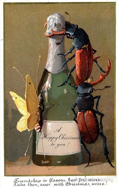 Weird Christmas, Victorian Christmas Cards, Creepy Christmas, Illustration Noel, Arte Inspo, Illustration Vintage, Victorian Christmas, Christmas Wine, Christmas Postcard