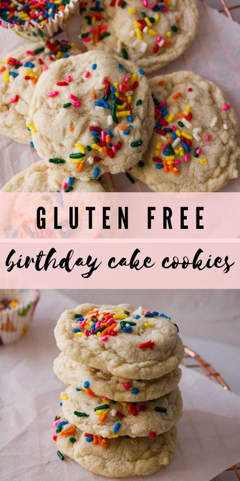 Gluten Free Birthday Cake Cookies, Gluten Free Cake Batter Cookies, Gluten Free Cake Cookies, Gluten Free Sprinkle Cookies, Gluten Free Birthday Cake, Birthday Cake Cookies, Coconut Flour Cookies, Cake Batter Cookies, Vegan Birthday Cake