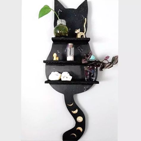 Cat Themed Bedroom, Cat Room Decor, Oil Shelf, Crystal Shelf, Cat Bedroom, Essential Oil Shelf, Cat Shelf, Geometric Lion, Crystal Shelves