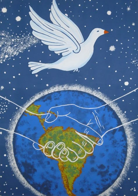 World Peace Drawing, Peace Poster Drawing Ideas, Unity In Art, Nature Drawing For Kids, Peace Drawing, Earth Day Drawing, African Art Projects, World Peace Day, Peace Day