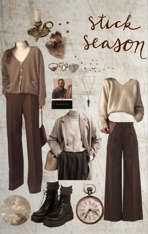 Dark Academia Workwear, Academia Pants Outfit, Neutral Academia Outfit, Dark Academia Brown Outfit, Brown Jeans Winter Outfit, Dark Academia 70s Aesthetic, Brown Wool Pants Outfit, Winter Outfits Brown Pants, Cosy Academia Outfits