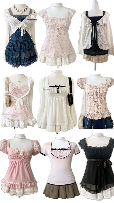 clothes shoujo ♡ #shoujo #outfit Himekaji Outfits, Water Movement, Mori Fashion, Grunge Goth, Creation Couture, Japanese Outfits, Really Cute Outfits, Gyaru, Girly Outfits