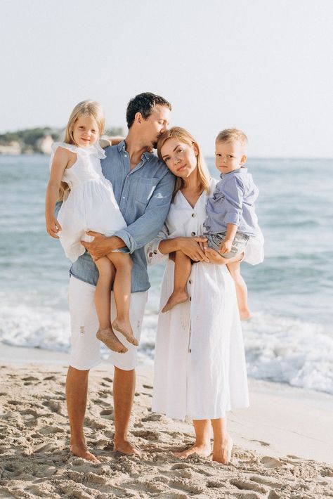 Family Photoshoot Seaside, Bali Family Photography, Editorial Family Beach Photoshoot, Blues And Neutrals Family Photos, Nautical Family Photos, Family Of Four Beach Photos, Family Photoshoot By The Sea, Beach Family Photos Fall, Lake Beach Family Photos