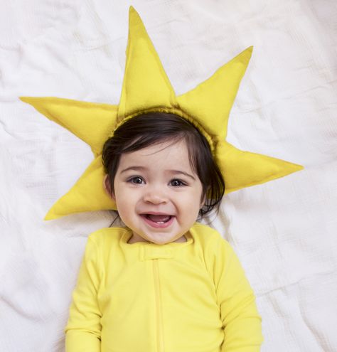 Recreate this easy DIY baby sunshine costume by starting with super soft Primary basics. Shop solid color basics for kids & baby all under $25! Sunshine Costume, Sun Costume, Sun And Moon Costume, Diy Baby Costumes, Sew Halloween Costume, Rainbow Costumes, Star Costume, Baby Costume, Cute Sun