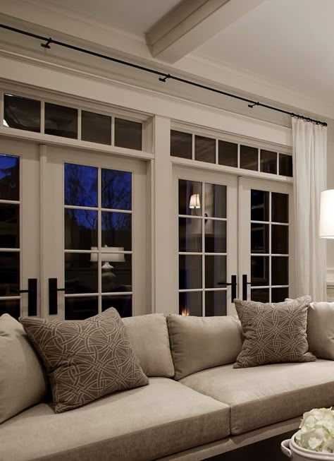 Curtains Over Double Doors, Curtains With French Doors, Drapes Over French Doors, Drapes On French Doors, Curtains Over French Doors Living Room, Curtain On French Doors, French Doors Curtains Ideas, Window Treatments French Doors, French Doors With Curtains