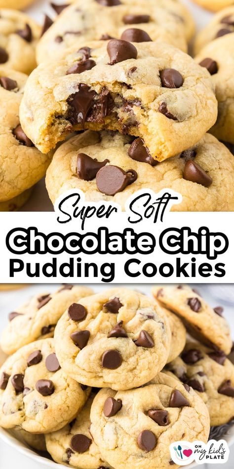 Vanilla Pudding Chocolate Chip Cookies, Cookies With Vanilla Pudding, Chocolate Chip Cookies With Pudding, Chocolate Chip Cookie Recipe With Pudding, Best Choc Chip Cookies, Vanilla Pudding Cookies, Soft Chocolate Chip Cookies Recipe, Vanilla Pudding Recipes, Pudding Cookies Recipes