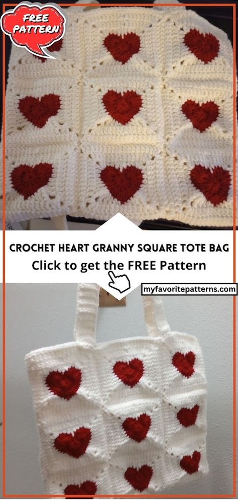 Big Heart Granny Square, Love Heart Granny Square, Granny Square Assembly, Granny Heart Crochet Pattern Free, Heart Granny Square Pattern Free, Heart Granny Square Bag, Craft Heart, Granny Square Tote Bag, Heart Granny Square