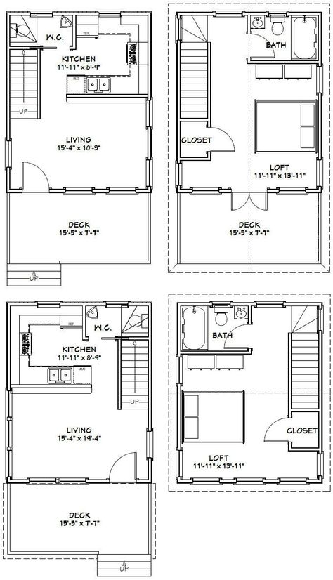 20x40 House Plans with Loft House Plans With Loft, Loft House Plans, Tiny House Plans With Loft, 20x40 House Plans, Wet Bath, House Plan With Loft, Small Floor Plans, Modern House Floor Plans, Tiny House Floor Plans