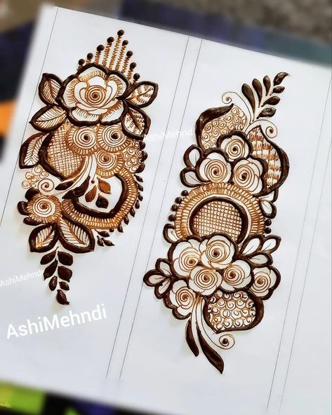 Floral Designs Mehendi, Mehndi Design Practice, Henna Bunch Design, Advance Mehndi Design, Back Mehndi Designs Simple, Flower Bunch Mehndi Design, Mehndi New Design, Mehndi Patches, Bunch Mehndi