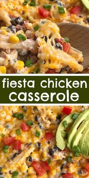 Fiesta Chicken Casserole, Casserole Pasta, Cheesy Chicken Casserole, Chicken Pasta Casserole, Mexikansk Mat, Kid Foods, Resep Pasta, Casserole Chicken, Fiesta Chicken