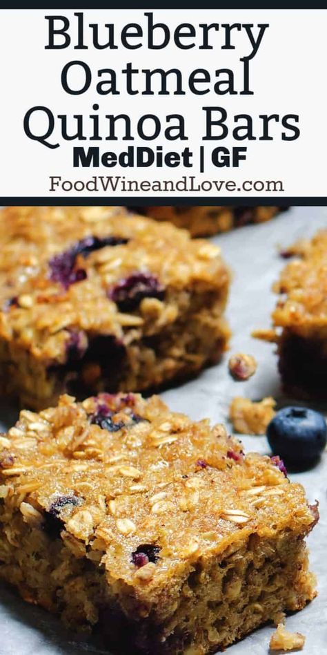 Quinoa Oatmeal, Quinoa Breakfast Bars, Quinoa Bars, Quinoa Recipes Easy, Quinoa Recipes Healthy, Oatmeal Breakfast Bars, Healthy Bars, Blueberry Oatmeal, Breakfast Bars