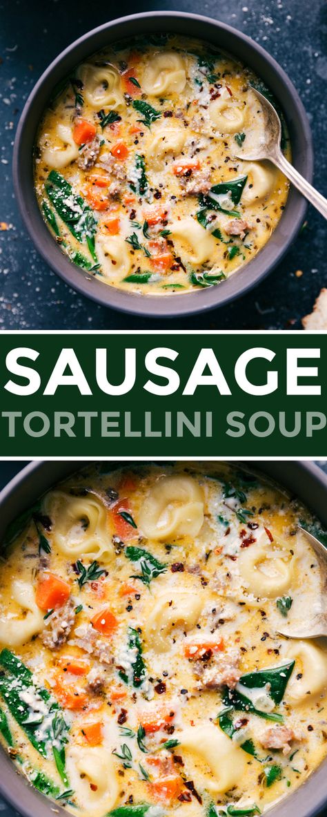 Sausage Tortelinni Soup, Soup Recipes Sausage Tortellini, Torlinie Soup, Sausage Potato Tortellini Soup, Vegan Sausage Tortellini Soup, Tortellini Soup No Tomato, Hearty Tortellini Soup, Tuscan Tortellini Pasta Soup, Hamburger Tortellini Soup Recipes