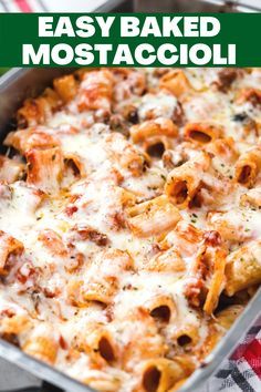 Baked Mostaccioli Recipe, Mostaccioli Recipe, Baked Mostaccioli, Onion Pizza, Baked Pasta, Classic Italian Dishes, Pasta Casserole, Italian Dishes, Classic Italian