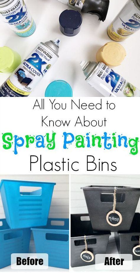 Awesome tips for spray painting plastic so the paint doesn't chip! #spraypaint #spraypaintplastic Painting Plastic Bins, Spray Painting Plastic, Paint Plastic Drawers, Spray Paint Plastic, Spray Paint Furniture, Spray Paint Projects, Paint Plastic, Diy Spray Paint, Diy Sprays