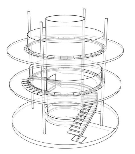 Helical Staircase, Circular Structure, متحف فني, Plan Villa, مركز ثقافي, Concept Models Architecture, Architecture Portfolio Design, Deco Rose, Architecture Design Sketch