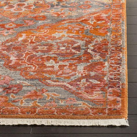 VTP470J Rug from Vintage Persian collection. Bold Boho, Classic Rug, Vintage Persian Rug, Orange Area Rug, Polyester Rugs, Classic Rugs, Transitional Rugs, Orange Rugs, Old World Charm