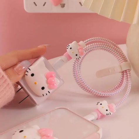 Sanrio Hello Kitty Data Cable Protective Sleeve 20W Protector For Iphone Charger Cartoon Cute Pvc Iphone Charger Case, Sanrio Fashion, Charger Protector, Charger Case, Cable Protector, Iphone Charger, Cute Charms, Data Cable, Gift Decorations