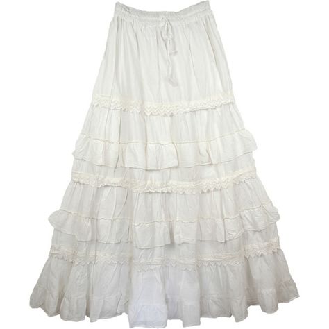 Westar White Frills Petite Long Skirt | Clothing | White-Skirts, Tall ❤ liked on… Petite Long Skirt, Long Ruffle Skirt, Long Cotton Skirt, White Long Skirt, Prairie Skirt, Skirts Long, White Maxi Skirts, Retro Mode, Long Maxi Skirts