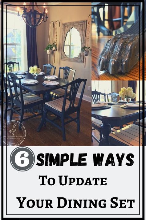 Diy Dining Table Makeover, Dining Room Table Redo, Dining Room Furniture Makeover, Dining Room Chairs Makeover, Dining Table Redo, Dining Set Makeover, Painted Dining Room Table, Dinning Room Furniture, Chair Reupholstery