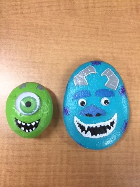 Sully Rock Painting, Mike Wazowski Rock Painting, Mike And Sully, Mike Wazowski, Rocky Road, Rock Painting Designs, Painting Designs, Pebble Painting, Monsters Inc