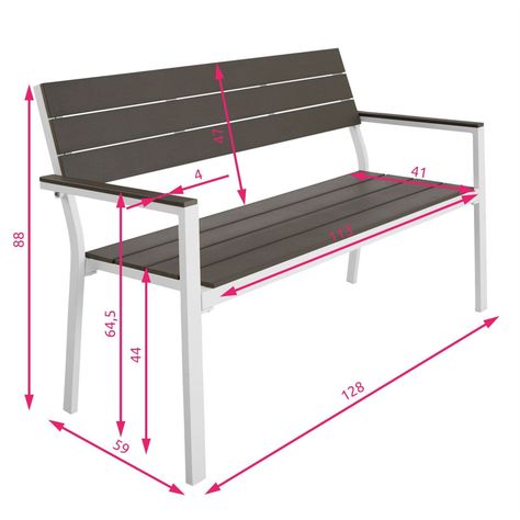 With this inviting garden bench outdoor furniture, you can create an oasis of calm in your outdoor space to simply breathe deep and relax. Colour: Grey/White Pallet Furniture Bench, Bench Garden, Steel Bed Frame, Bench Outdoor, Steel Bench, Metal Furniture Design, Wood And Steel, Metal Bench, Space Saving Furniture