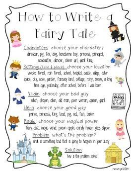 How to Write a Fairy Tale- Fairy Tales Graphic Organizer How To Write A Story For Kids, Writing A Fairy Tale, How To Write A Fairy Tale, Teaching Tall Tales, Fairy Tale Poetry, Fairy Tales Kindergarten, Fairytale Lessons, Fairy Tales Preschool, Fairy Tale Story