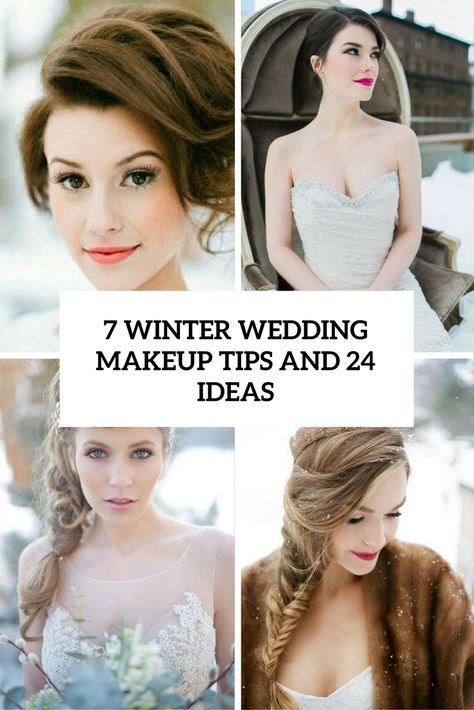 Winter wedding makeup is tricky just like summer makeup because at least some of the photos are going to be taken outside, and it may be really cold there. Besides, the difference of temperatures may be even more harmful for your skin than cold itself. To look shiny, gorgeous and chic on your big day in the winter read these tips and look at the ideas here: https://www.weddingomania.com/winter-wedding-makeup/ Bridesmaid Makeup For Winter Wedding, Winter Wedding Makeup Looks, Winter Wedding Guest Makeup, Winter Wedding Make Up, Winter Wedding Makeup For Blue Eyes, Winter Wedding Makeup For Brown Eyes, Winter Bride Makeup, Wedding Makeup Winter, Winter Bridal Makeup