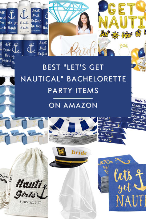 Planning a nautical-themed bachelorette party? Dive into our blog for the best "Let's Get NAUTIcal" bachelorette party items on Amazon! From chic bride sashes and fun balloon banners to stylish sailor hats and playful pool floats, we’ve got everything you need to make your celebration unforgettable. Click to explore our top picks and start planning the perfect seaside soirée for your bride-to-be! #BacheloretteParty #NauticalParty #PartyPlanning #BrideToBe #AmazonFinds Cruise Themed Bachelorette Party, Nautical Bachelor Party, Yacht Day Bachelorette, Sailor Themed Bachelorette Party, Boat Bachelorette Party Ideas, Sailor Bachelorette Party, Sailing Bachelorette Party, Bachelorette Theme Nights, Boat Bachelorette Party