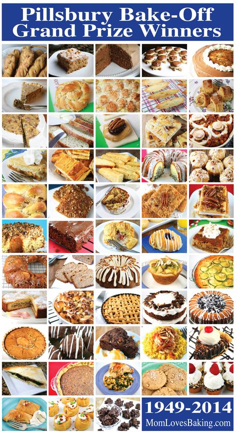 I did it. I made ALL of the Pillsbury Bake-Off Winning Recipes to date! 53 total. All with step-by-step photo instruction on MomLovesBaking.com Pillsbury Bake Off Winning Recipes, Pillsbury Bake Off Recipes, Winning Bake Off Recipes, Pillsbury Bakeoff Winning Recipes, Bake Off Winning Recipes, Baking Contest Winning Recipes, Contest Winning Recipes, Philsbury Recipes, Pillsbury Biscuit Recipes