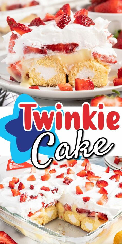 Cake Recipes No Bake, Twinkie Desserts, Recipes No Bake, Twinkie Cake, Hostess Twinkies, Cake Strawberry, Bake Cake, Sugar Sugar, Strawberry Desserts