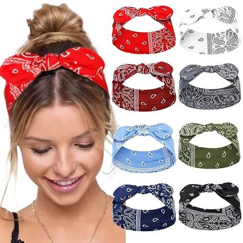 Amazon.com: Tobeffect Bandana Headbands for Women with Bow Paisley Cute Summer Hair Accessories Wide Knotted Headband Bow Hair Bands Rabbit Ears Womens Turban Headbands Headwraps for Girls : Clothing, Shoes & Jewelry Cute Summer Hair, Bandana Headbands, Prom Styles, Headbands For Short Hair, Summer Hair Accessories, Bohemian Headband, Summer Headbands, Flower Headbands, Sport Hair