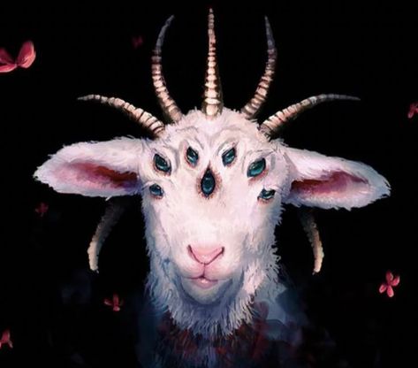 Lamb With 7 Horns And 7 Eyes, Lamb Sacrifice Art, Goat Sacrifice, Two Headed Animals, Goat Eyes, Terrifying Images, Goat Demon, Sacrificial Lamb, Lamb Tattoo