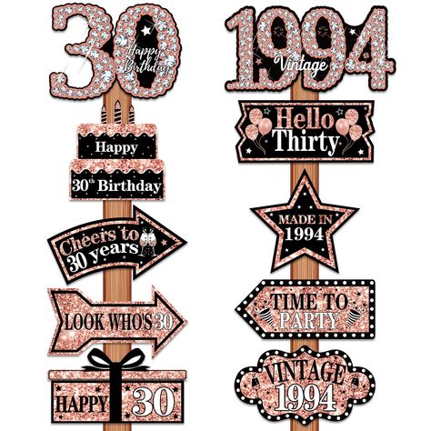 PRICES MAY VARY. Paper 【You Will Receive】: 10pcs different styles of 30th birthday sign decorations with 40 bonding points, rose gold color, suitable for women's 30th birthday theme party decorations (Note: Package does not include wooden stand.) 【Excellent Design】: The photo booth props are designed in romantic rose gold color. Funny text "Look Who's 30", "Hello Thirty", "Happy 30th Birthday" with different pattern designs to attract the attention of party guests. 【Suitable for】: This 30th birt Birthday Party Ideas 30th For Woman, 30th Birthday Ideas For Women Decoration, 30 Birthday Party Women, Happy 30th Birthday For Her, 30 Th Birthday Party Ideas For Women, 30th Birthday Party Themes For Women, 30th Birthday Themes For Women, 30th Birthday Ideas For Women Themes, 40th Birthday Images