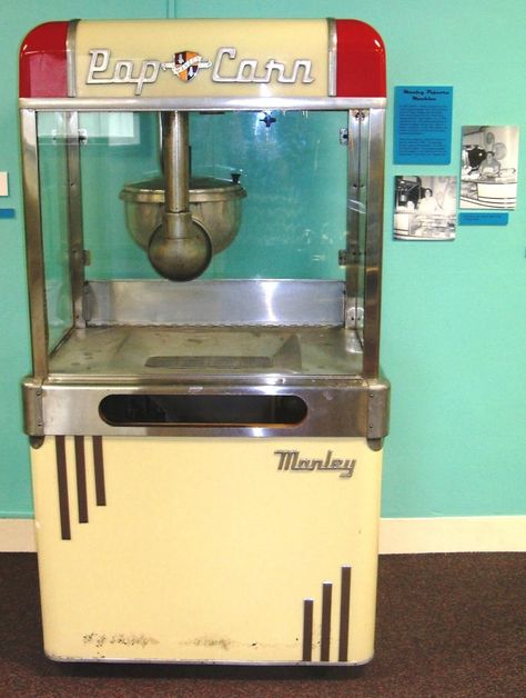 Here is a Manley Aristocrat popcorn machine from the Artcraft Theatre in Franklin, Indiana.  It is currently on display at the Johnson Country Museum in Franklin, Indiana. Vintage Popcorn Machine, Franklin Indiana, Popcorn Machines, Vintage Popcorn, Johnson County, Popcorn Machine, Movie Theaters, Our Town, Vintage Games