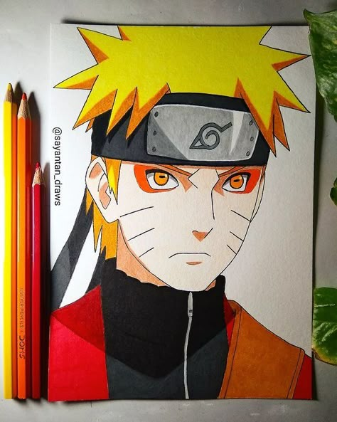 𝐒𝐚𝐲𝐚𝐧𝐭𝐚𝐧 𝐑𝐨𝐲 | 𝐀𝐧𝐢𝐦𝐞 & 𝐂𝐚𝐫𝐭𝐨𝐨𝐧 𝐀𝐫𝐭𝐢𝐬𝐭 👨‍🎨 | Naruto's Sage Mode 🔥 Follow me for daily anime artworks @sayantan_draws ✨ Materials👇 . . . Doms colour pencils . Ohuhu dual tip markers... | Instagram Anime Photo Drawing, Anime Sketch With Color, Naruto Colour Drawing, Anime Pencil Colour Drawings, Naruto Sketch Drawing Easy, Anime Drawing Markers, Sketch Colour Art, Naruto Characters Sketch, Simple Cute Cartoon Drawings