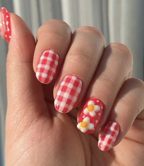 Gingham Nails, Miami Nails, Japanese Nail Art, 3d Nail Art, Swag Nails, Cute Nails, Gingham, Ongles, Lashes